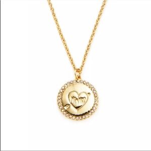 💎RARE💎✨HTF✨Kate Spade Gold Mr & Mrs Kiss a Prince Wedding Bells Pendant Necklace